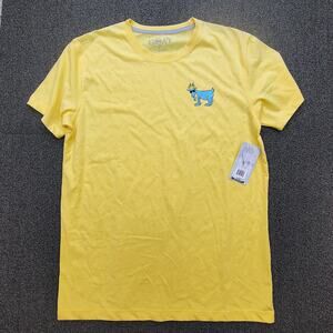 GOAT USA Shirt Mens Large Yellow Banana Crowned Blue Goat Crewneck Casual Tee